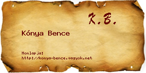 Kónya Bence névjegykártya